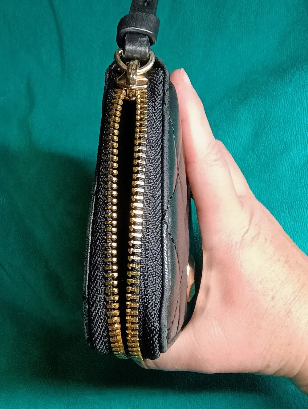 DKNY Quilted Black Zip Around Wallet